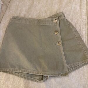 Zara Olive Green Buttoned Waist Skort